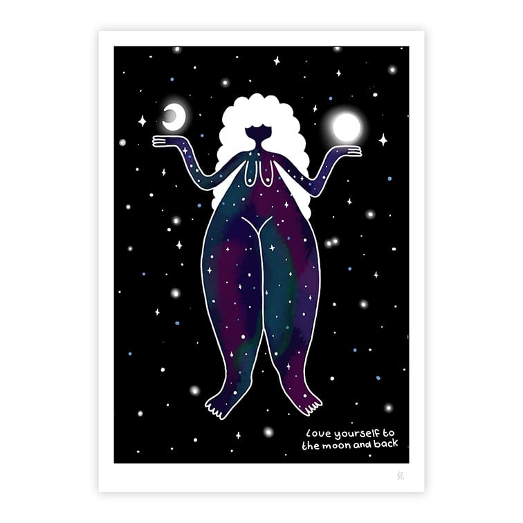Love yourself to the moon and back print