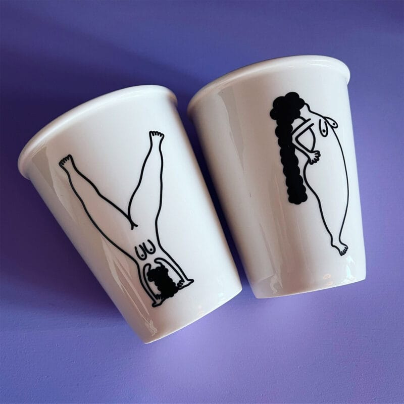 The Boobie Babes coffee cups